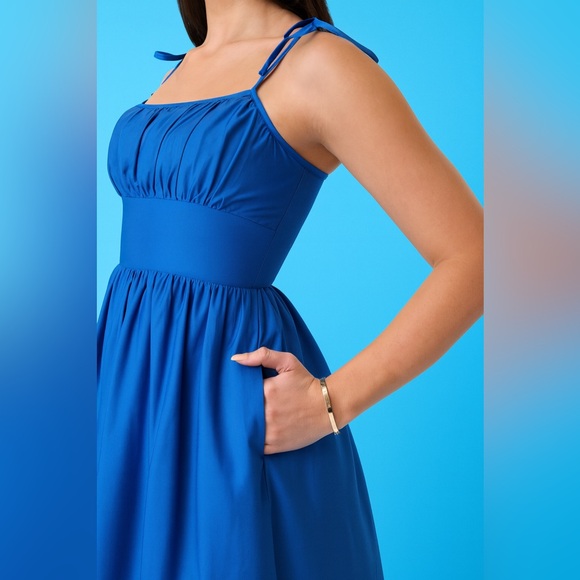 Unique Vintage Royal Blue Sleeveless Cotton Swing Dress, XL, NWT! - Picture 5 of 14